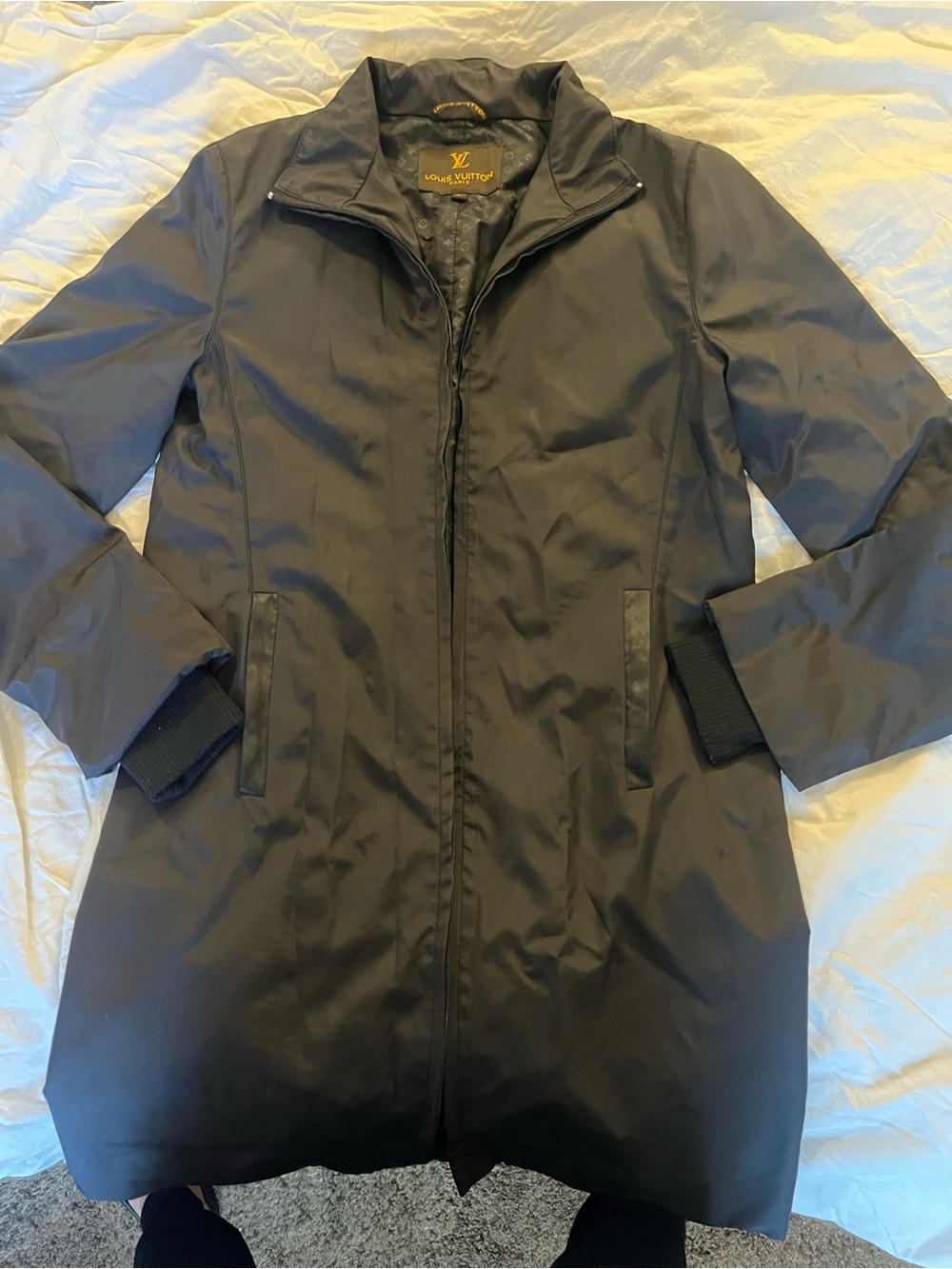 Louis Vuitton Black Monogram-Trim Zip Jacket
